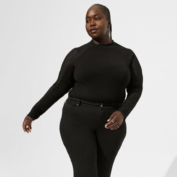 Torrid Super Soft Lace Mock Neck Long Sleeve Top 2X NWT NEW - Picture 2 of 11